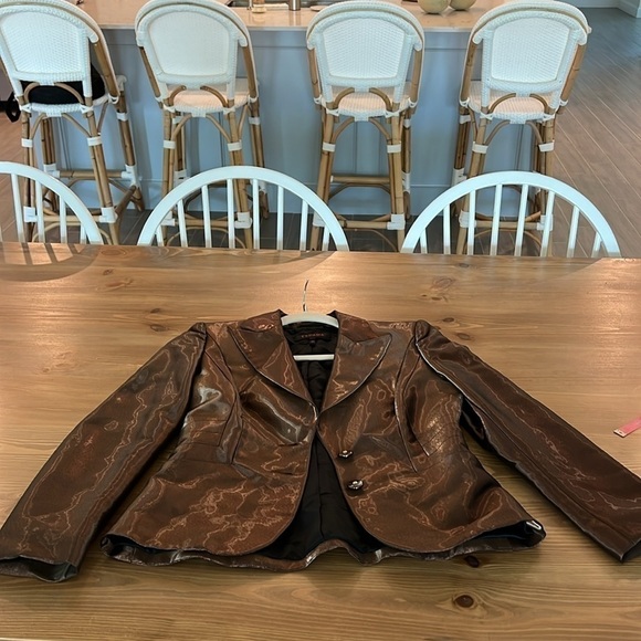 Escada Liquid Bronze Brown Structured Blazer Jacket Size 34  / 4 - Picture 14 of 17